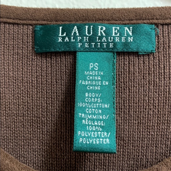 Lauren Ralph Lauren Petite Brown Two Way Cardigan Women’s Size Small Petite - Picture 2 of 8